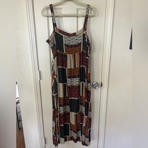 Patchwork side slit maxi dress L/XL